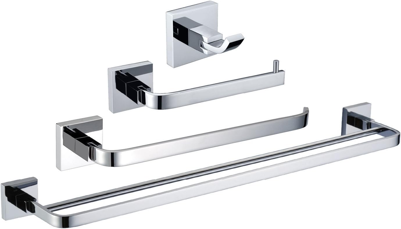 LightInTheBoxLightinthebox® Wall Mount Solid Brass Chrome Bathroom Accessory Sets, 4-piece Bath Collection Set Towel Bars Robe Hooks Towel Shelf Bath Shower Set Kitchen Towel Racks
