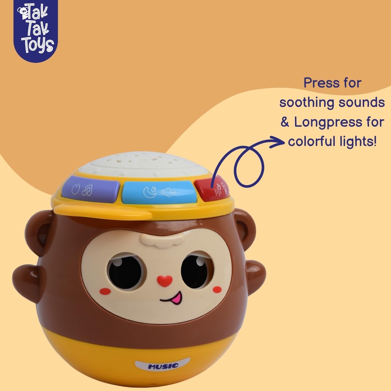Tak Tak Toys Nubo Jungle Beats Sound Toy for Babies and Toddlers, Interactive Peek-a-Boo Eyes, Tumbler Toy with Light, Music and Rhymes for Infants, Best for Kids Gifting Age 6 Months+ 3