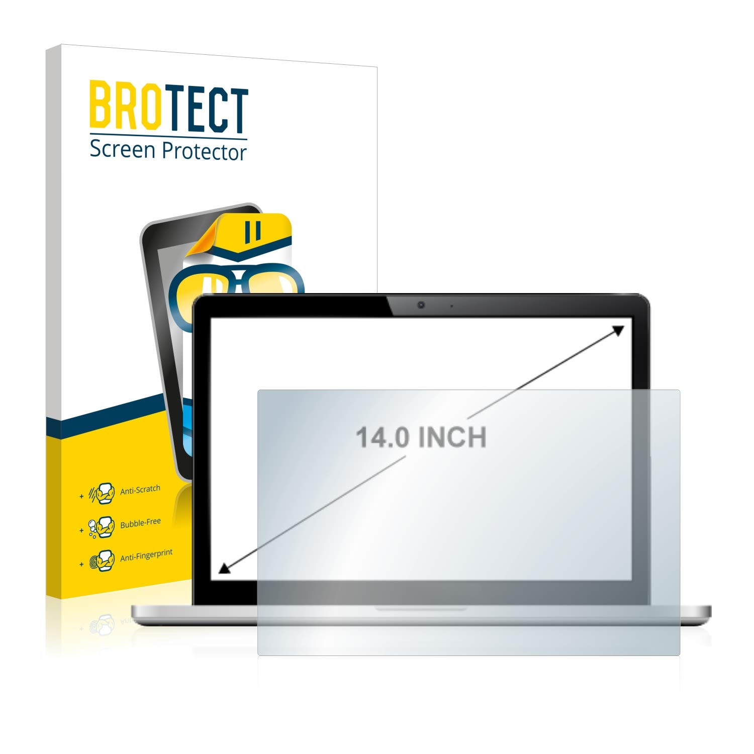 BROTECT 14" Schutzfolie für Notebooks mit 14,0 Zoll (35.6 cm) [305 x 185 mm, 15:9] - Klare Displayschutz-Folie Made in Germany