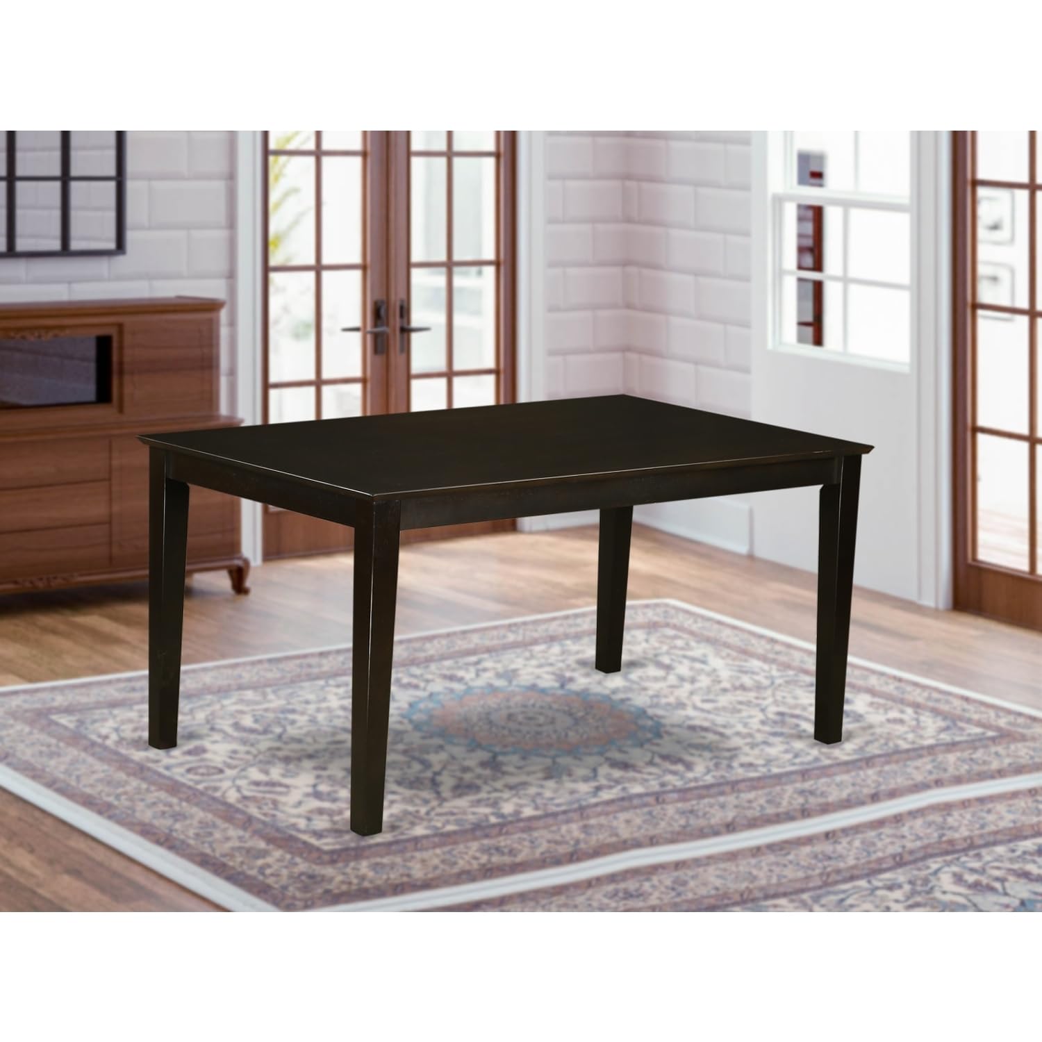 HomeStock Classic Charm Rectangular Dining Table 36"X60" with Solid Wood Top in Cappuccino Finish