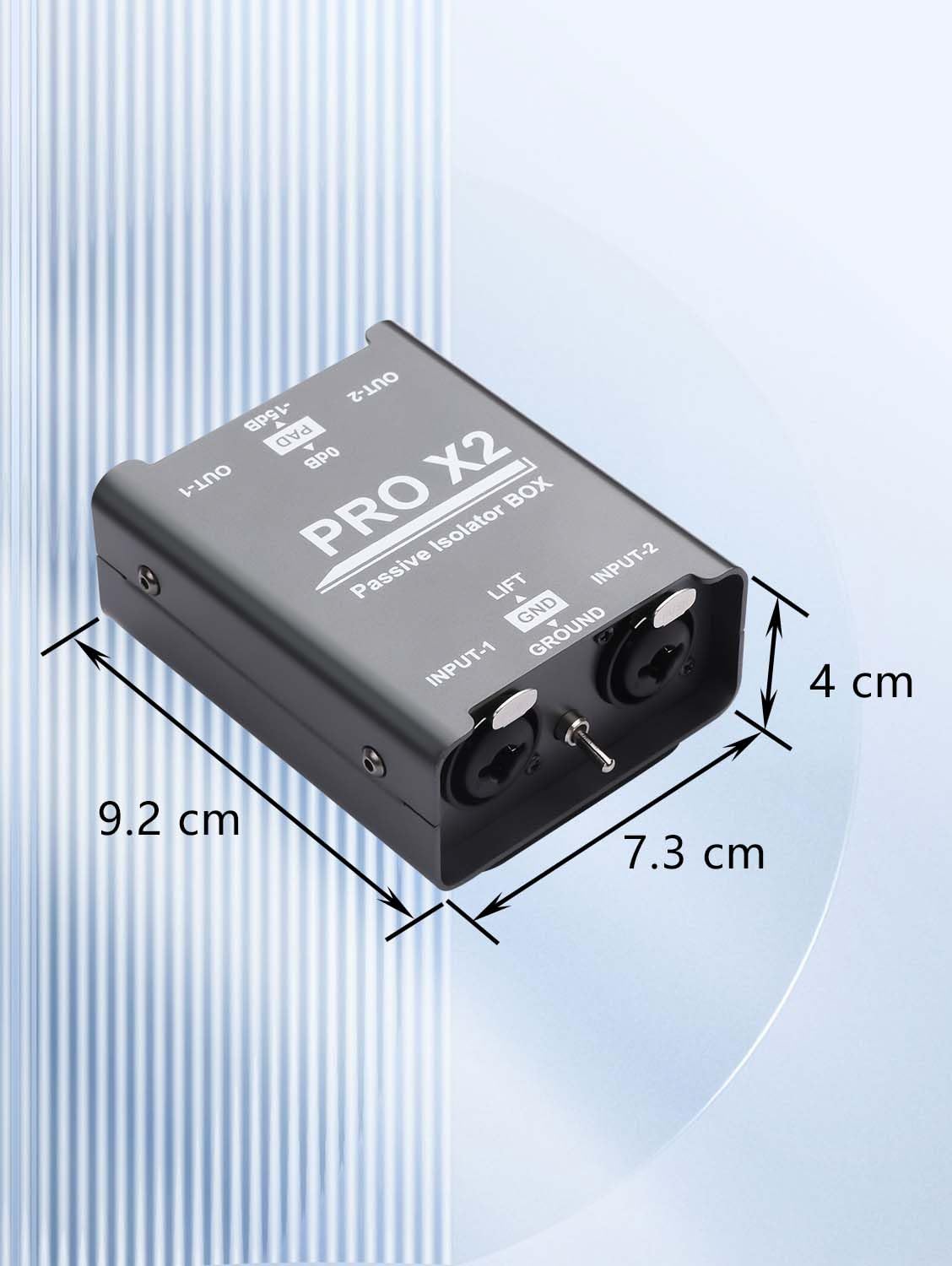 GINTOOYUN Pro Boîte de connexion directe stéréo passive isolateur audio 2 canaux, éliminateur de son de courant audio, isolateur en alliage Canon 6.5 Permo, console de mélange, diffusion en direct