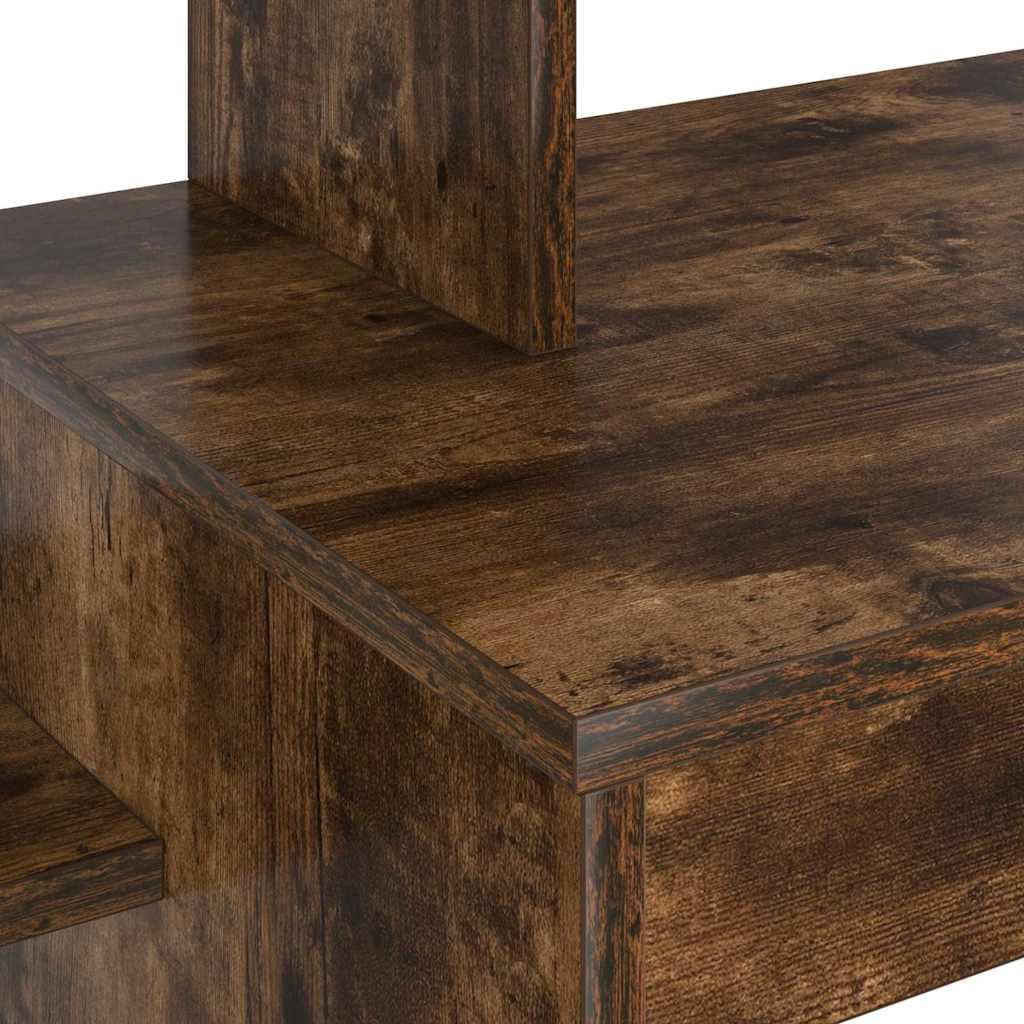 Scrivania affumicata 100 x 40 x 90 cm, materiale in legno, scrivania per computer con 3 ripiani, moderna per la casa, ufficio, durevole, molto spazio