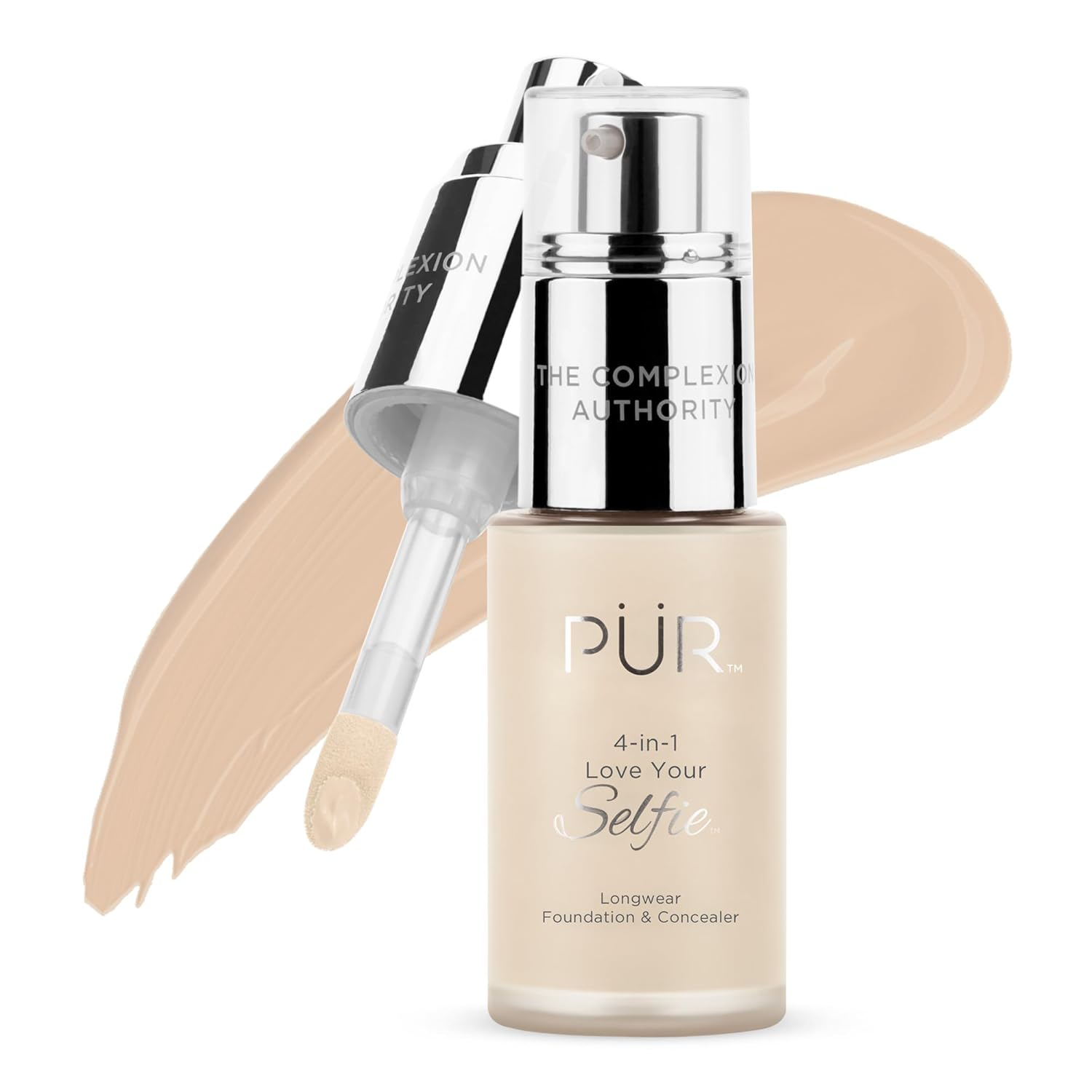 PUR Beauty 4-in-1 Love Your Selfie Foundation & Concealer - Longwear Full Coverage Liquid Makeup Foundation with Hydrating Blend for Refined-Looking, Natural Beauty Glow, Skin Texture & Tone