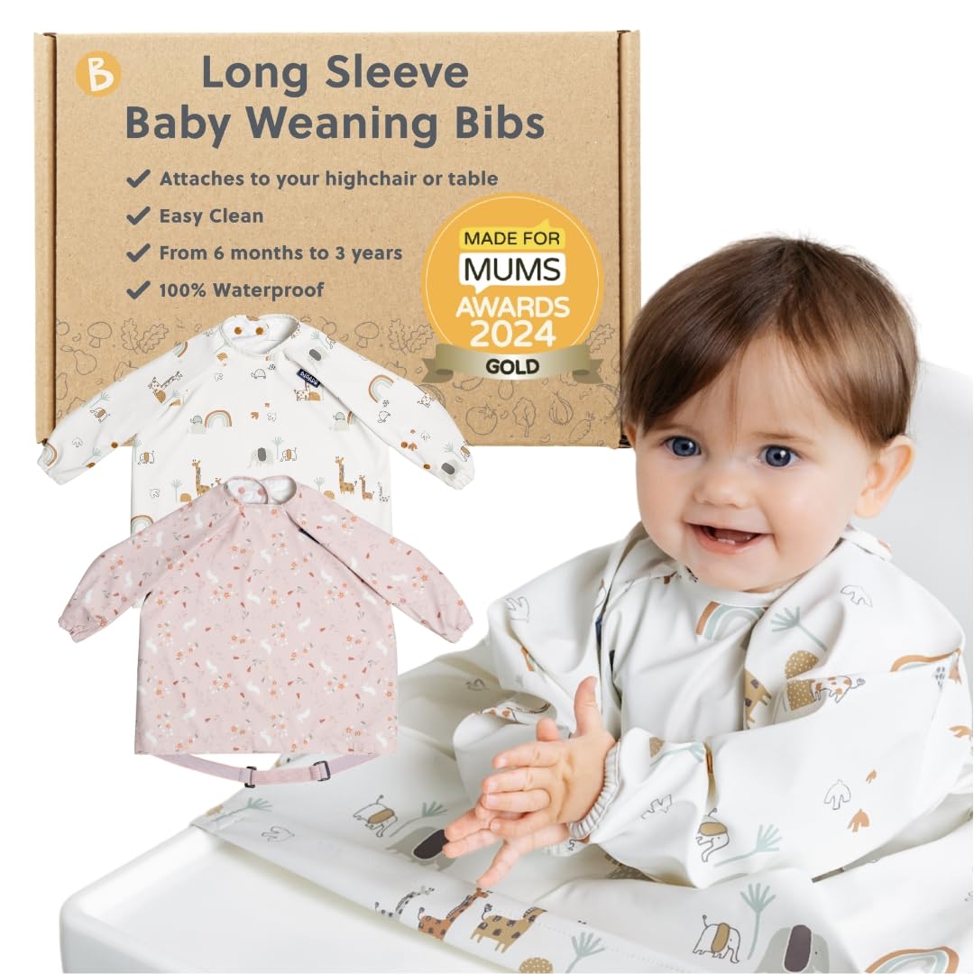 BIBaDO - Long Sleeve Baby Bibs - Babies & Toddlers 6-36 Months - Coverall Weaning Bib - Easy Wipe Clean & Soft Fabric - Attach to Highchair & Tables - Waterproof - Machine Washable — view 21