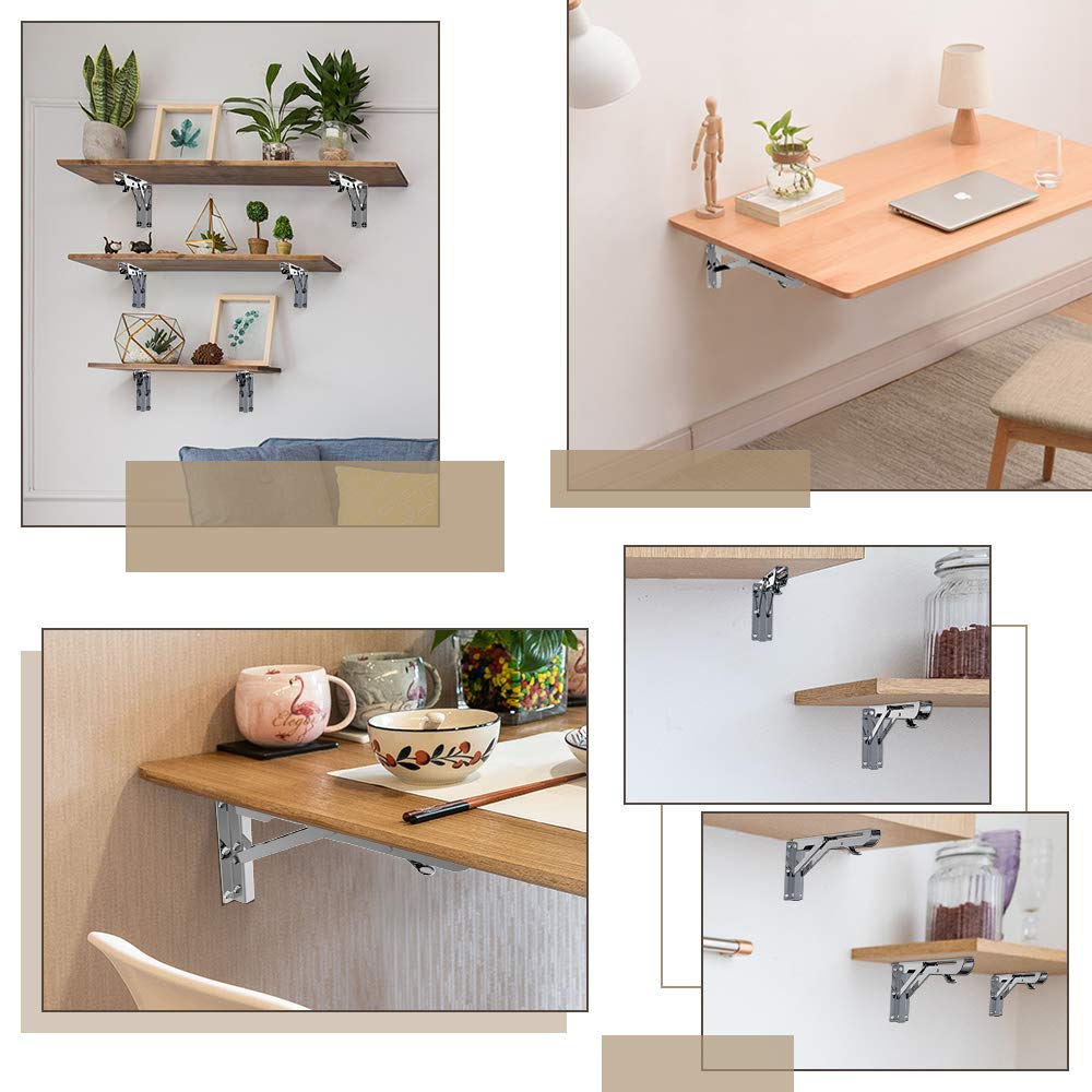 OTraki Folding Shelf Brackets 300mm 2 Pack Wall Brackets for Shelves