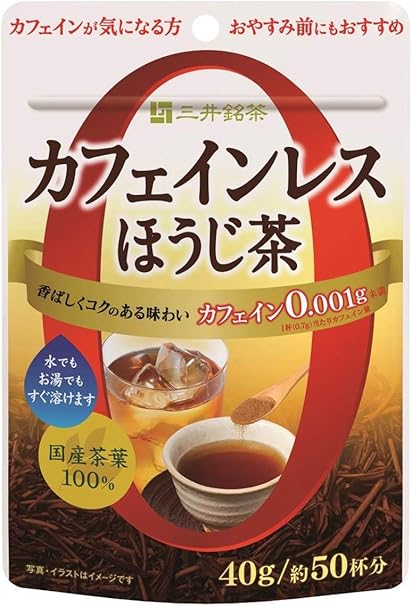 Amazon 三井銘茶 カフェインレス緑茶 ほうじ茶 40g 3個 粉末 三井銘茶 食品 飲料 お酒 通販