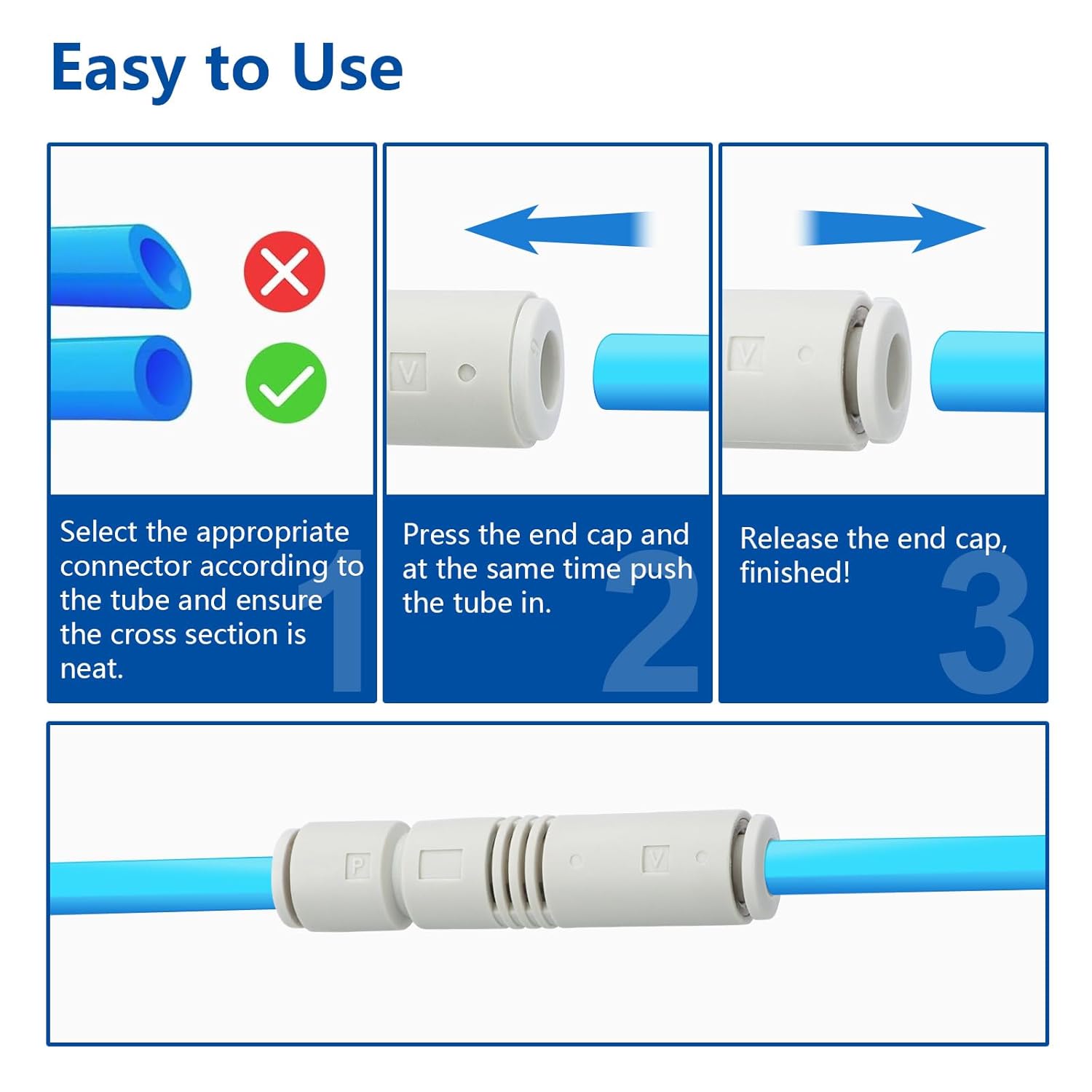 Baomain 10-Pack Vacuum Ejector Push in One Touch Tube Type Pneumatic Fitting,for 6mm (1/4") OD Tube,Straight Tube Type Vacuum Generator,ZU05S