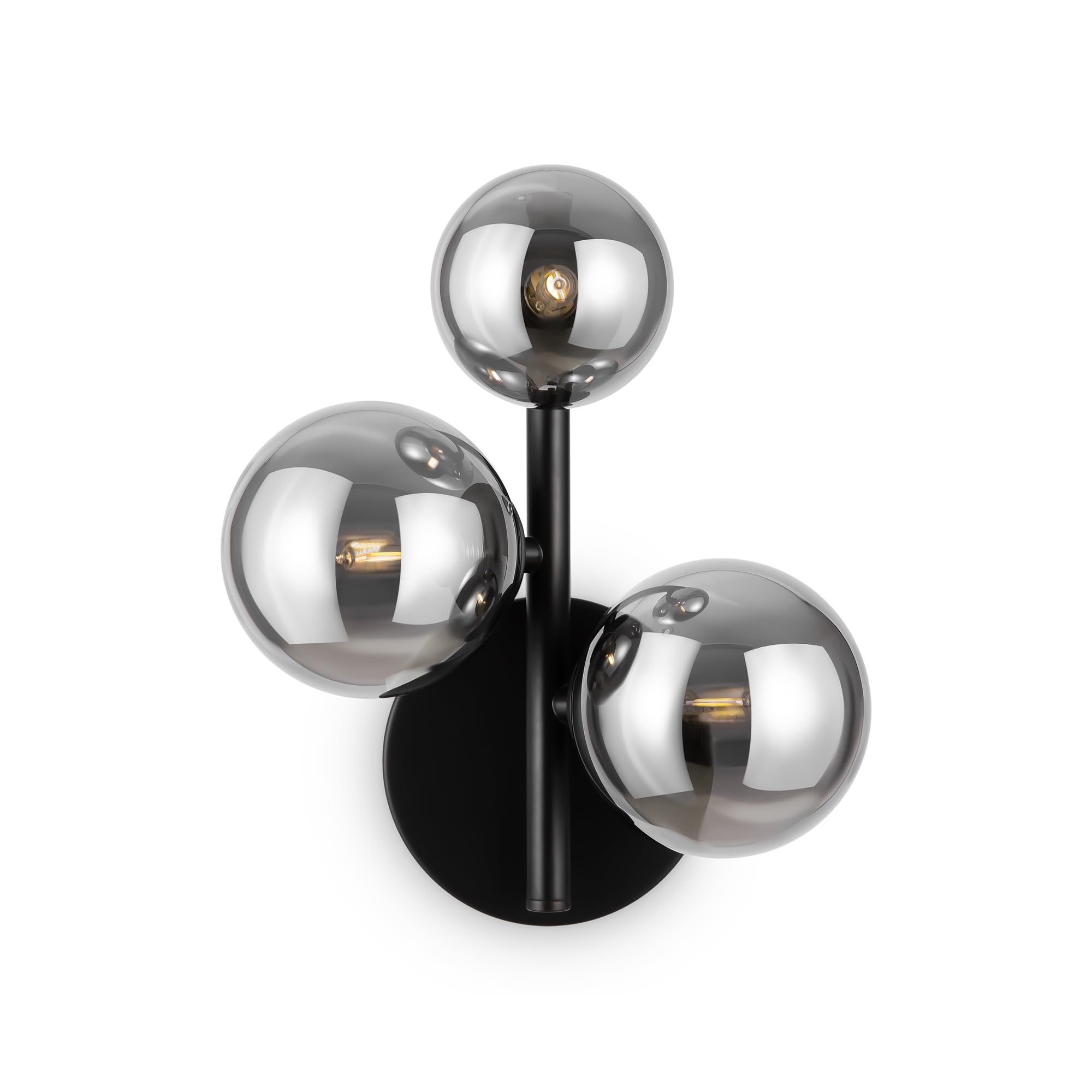MAYTONI DALLAS Wandleuchte innen Schwarz – 3-flammige Wandlampe modern – Schlafzimmerlampe, Wohnzimmerlampe und Flurlampe – Leuchte aus Metall und Glasschirmen – 28 W