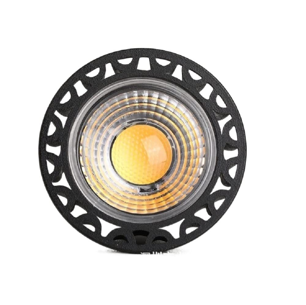 Fengyan Bombillas Domésticas 10 unids/Lote AC85-265V/12V GU10/E27/MR16 5w Foco LED COB Negro sin Parpadeo Foco de Aluminio Regulable (Color : Warm White, Talla : MR16 12V 5w)
