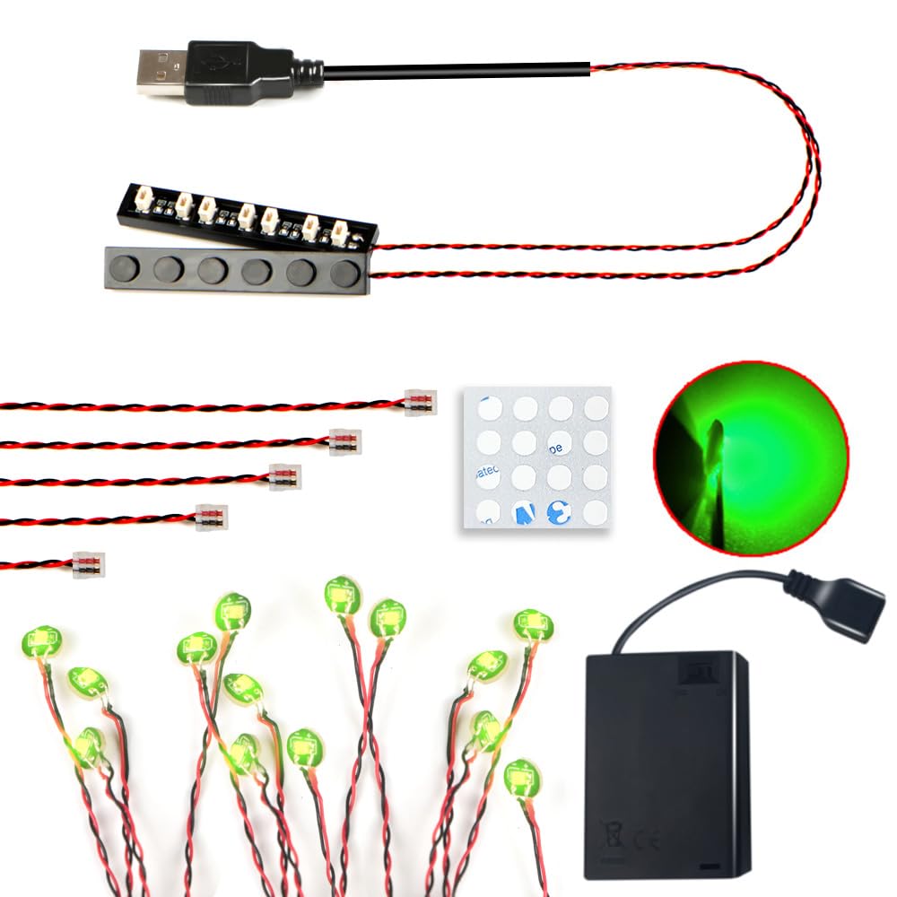 14 LED Compatible with Lego Building Block Lighting Kits, Night Light Building Block Lights, Model Lighting, Decorative Lighting (Green)