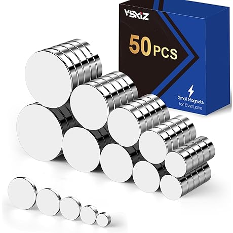 Small Magnets, 5 Different Size Tiny Rare Earth Magnets, 50Pcs Strong Circle...