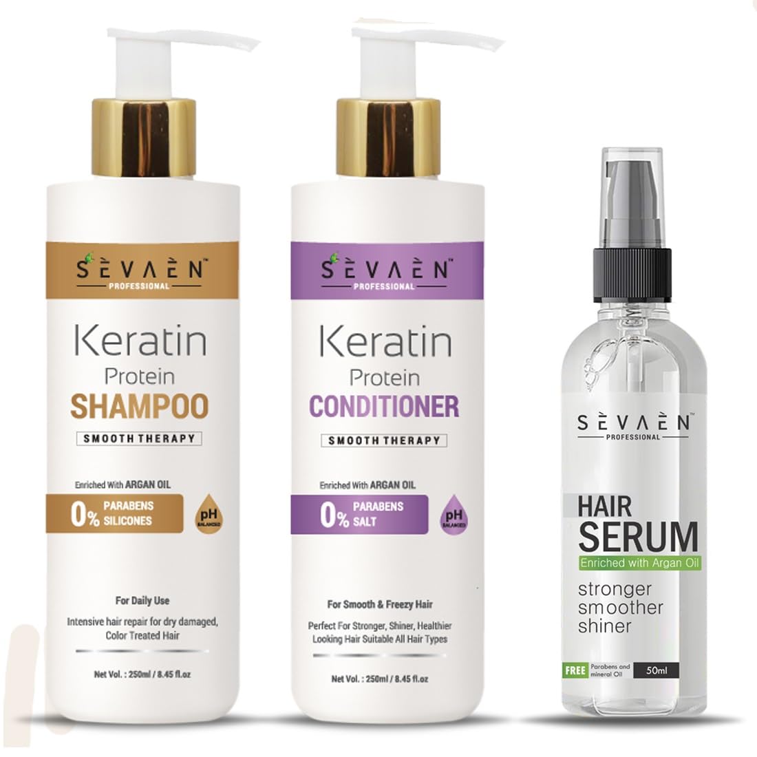 Amazon.com: SEVAEN Keratin Smooth Shampoo & Conditioner & Serum