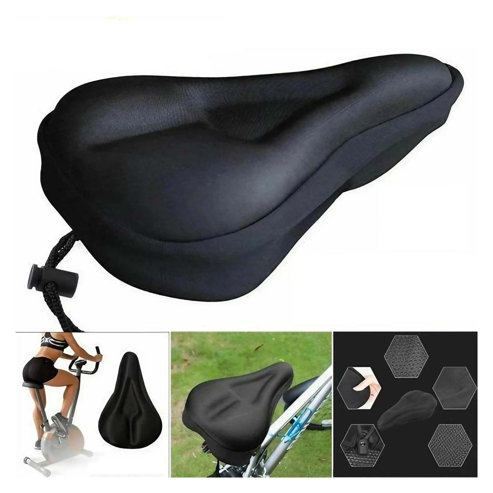 Sella per bicicletta 3D Bike Seat Cover imbottito ampio gel morbido Pad Cuscino per esercizi