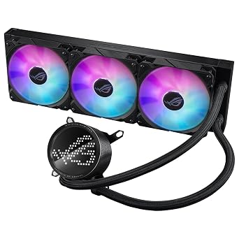 ASUS ROG Ryuo III 240 all-in-one CPU liquid cooler with Asetek 8th gen pump, compatible with Intel LGA 1700/1200/ 115x & AMD AM5/ AM4, Anime Matrix LED Display and ROG ARGB cooling fans, black