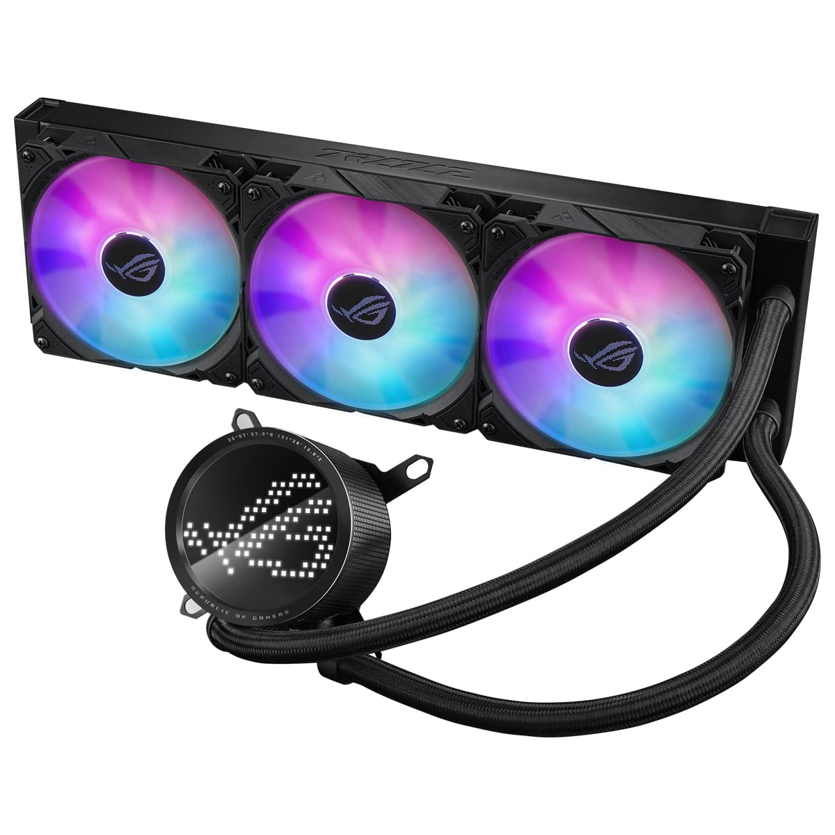 ASUS ROG Ryuo III 360 All-in-One CPU Liquid Colour z pompą Asetek 8. generacji, wyświetlaczem LED Anime Matrix i wentylatorami chłodzącymi ROG ARGB