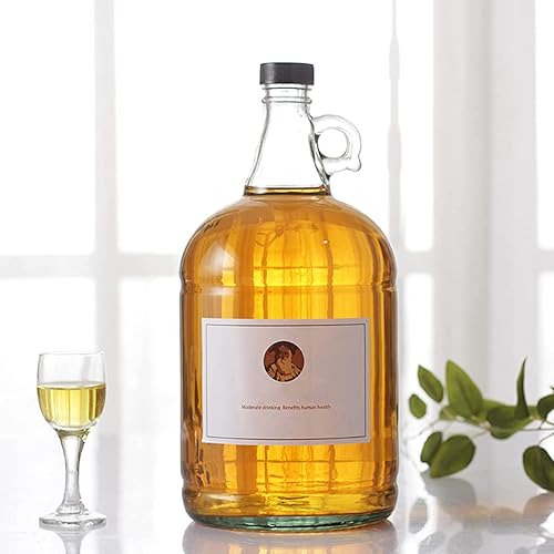 Miniatura 6 de Dicunoy Jarras de vidrio de 1 galón, jarra de fermentación grande de 128 onzas con tapa de sello, botella de cultivo de vino con asa para jugo
