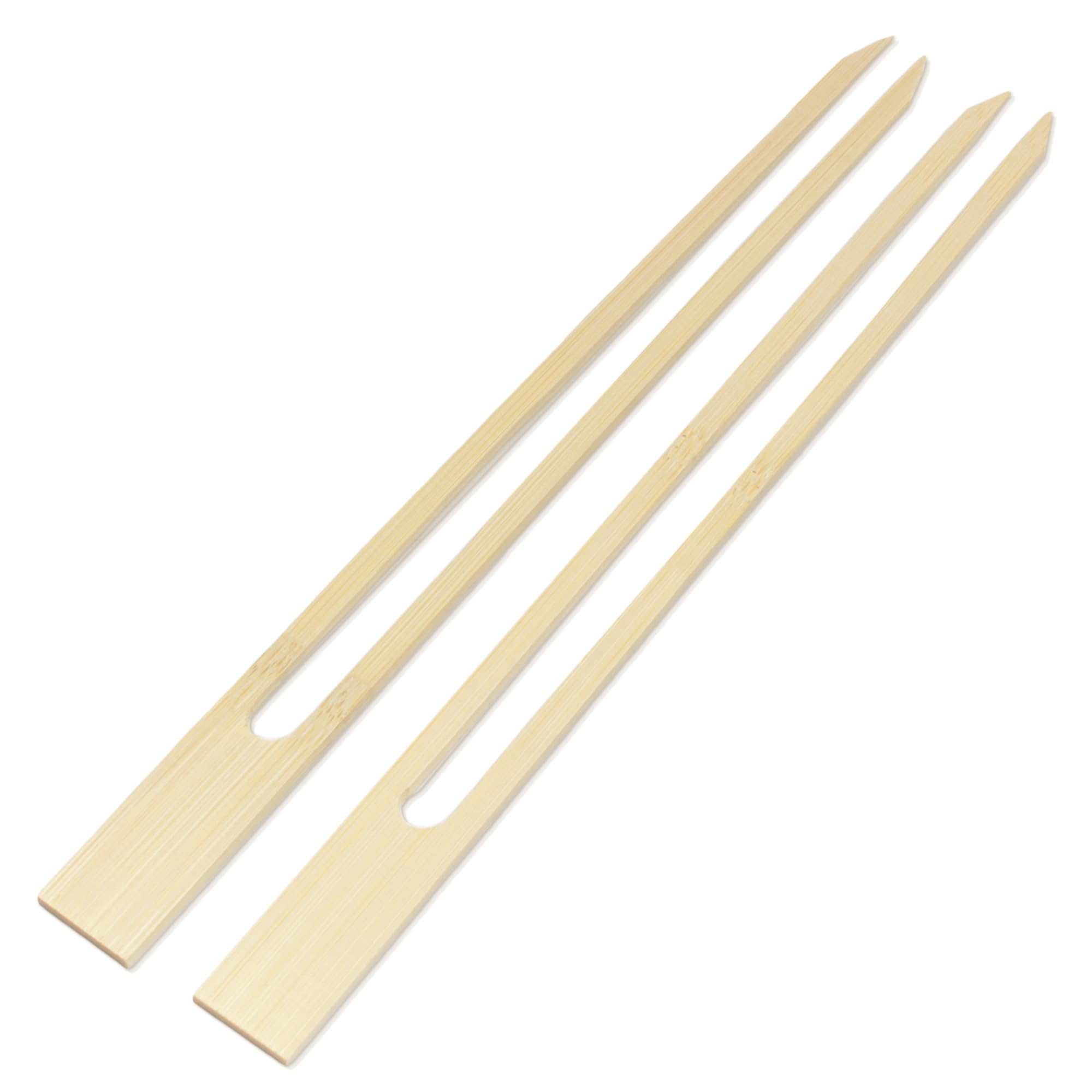 Double Prong Bamboo Skewers for Anti-Spin BBQ Grilling