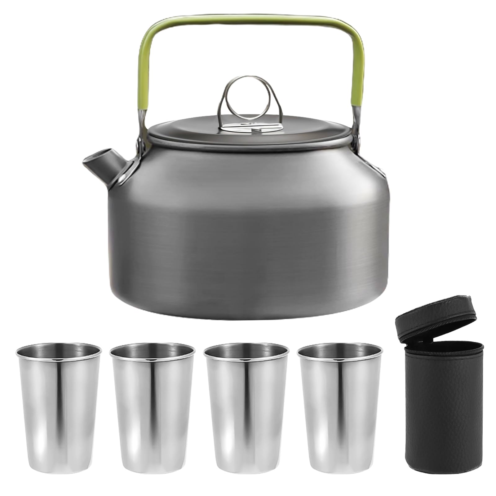GOMETY Bouilloire de camping 0,8 l - Bouilloire 0,8 l en acier inoxydable - Bouilloire portable en aluminium ultra légère - Accessoire de camping - Grande cafetière pour extérieur, pique-nique