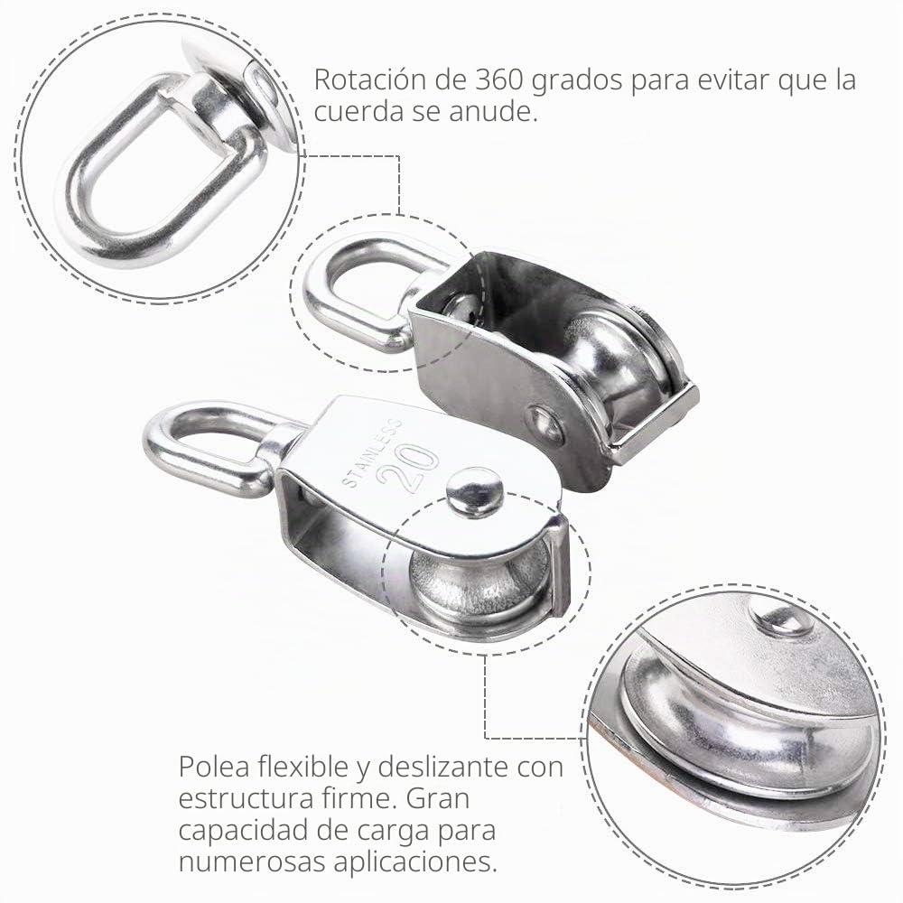 Polea Cuerda M20 Acero Inoxidable 304 Simple Elevación Fijas Exterior Carpas