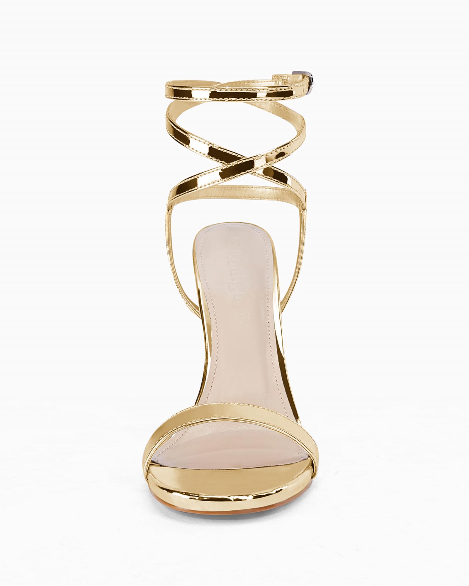 Coutgo Womens Strappy Lace up Heels Sandals Sexy High Heeled Ankle Strap Summer Dress Shoes