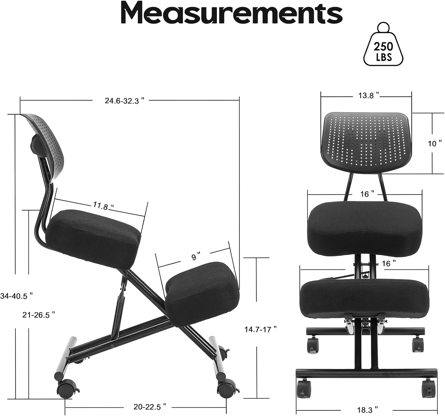 Kneeling Chairs with Backrest Linen Ergonomic Home Office Chair Adjustable Height Seat Rolling Wheels Comfort Thick Cushion Work Stool Improve Posture Chair