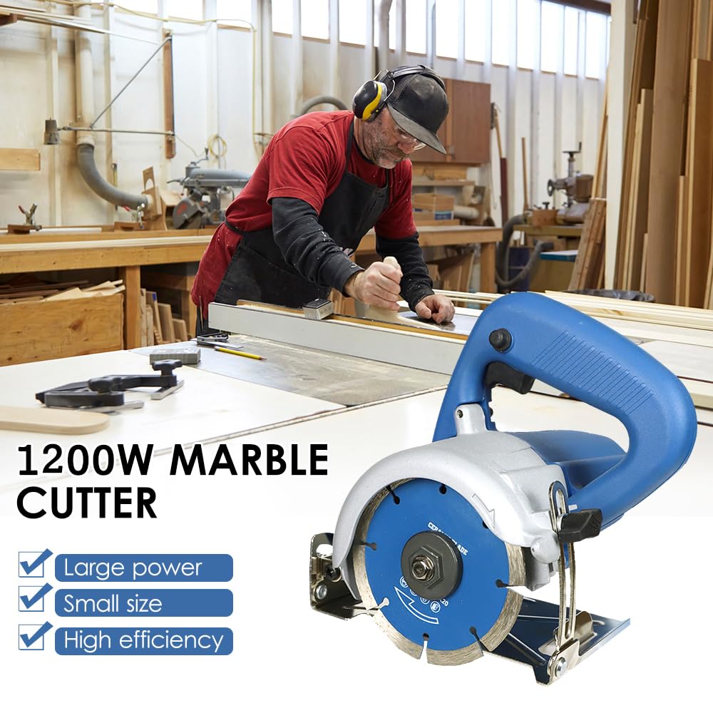 Hancaner Sega da taglio a secco, 1200 Watt, incl. disco da taglio ad alta resistenza, 12000 giri/min e 0-45 gradi, per marmo, piastrelle, ceramica, legno, PVC