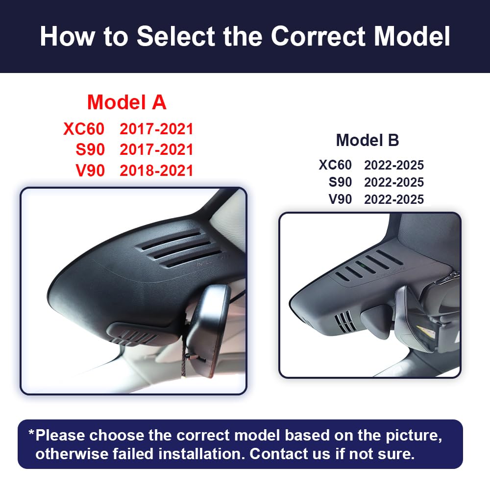 Fitcamx 4K Dash Cam Suitable for Volvo S90 V90 2017-2021 & XC60 2018-2021 T5 T6 (Model A), OEM Factory Look, 2160P UHD Video, Built-in WiFi &APP, Loop Recording, Gravity Sensor, Plug&Play, 64GB Card