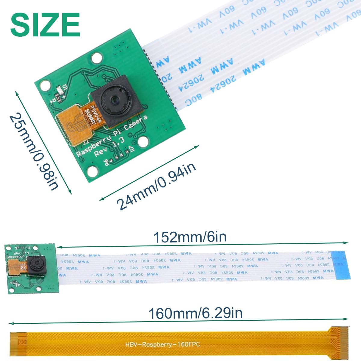 DAOKAI pour Raspberry Pi Camera Module, CSI Mini Camera Video Module 1080P 5MP Webcam Support OV5647 avec câble FFC Flex, pour Raspberry Pi Modèle