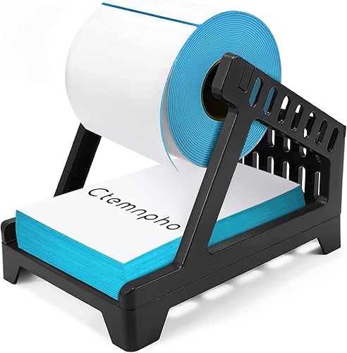 Ctemnpho Soporte de etiquetas grande para rollos y etiquetas plegadas en ventilador, cesta de etiquetas para etiquetas de envío directo, accesorio
