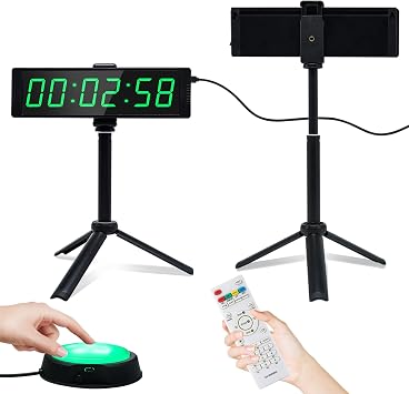 Countdown Timer Gym Timer with Start/Stop Button Portable Digital Stopwatch with Stand Interval Timers Large 12/24H LED Clock for Workout Sports Home Gym