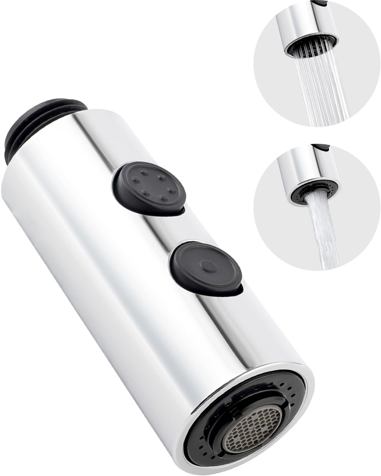 Pull Down Faucet Head Replacement, 2 Function Kitchen Sink Sprayer, Angle Simple Faucet Parts With G1/2 or 13/16 Inch Male Connector (Chrome)