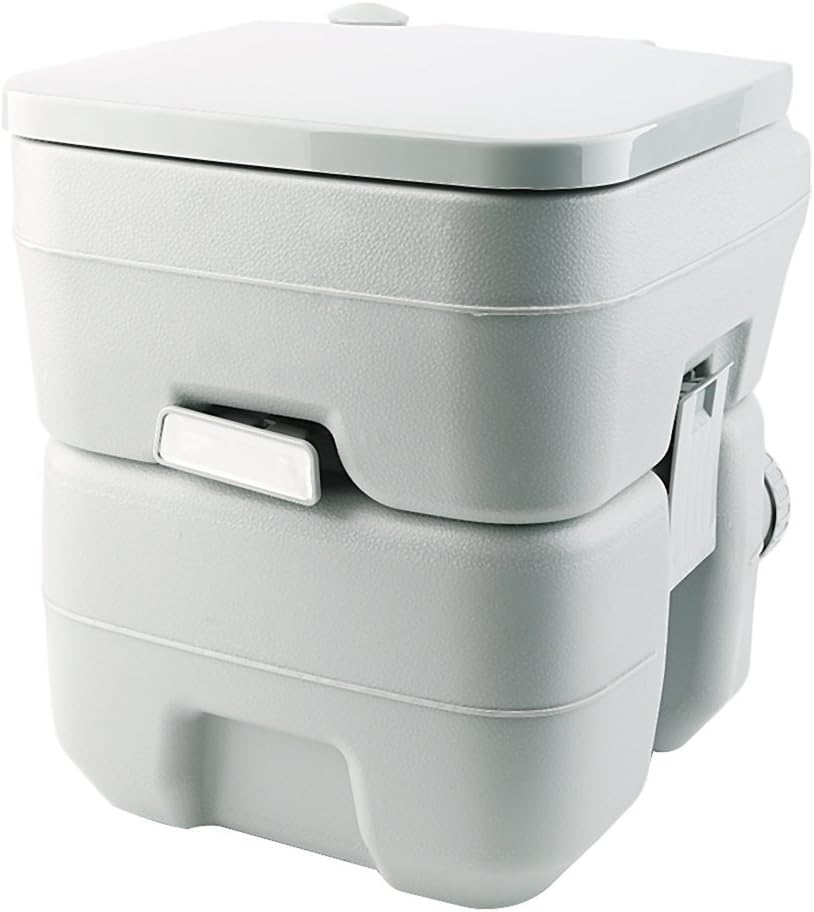 20L Square Flushing Potty Portable Toilet Chemical Loo with Double-Sealed Drain Valve Protects for Outdoor Camping Climbing Traveling