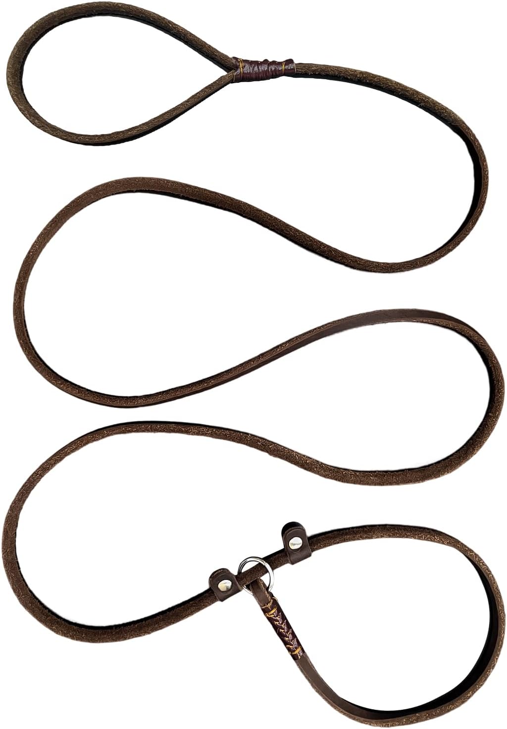Leather Slip Lead Dog Leash, 6ft x 1/5" Slender Braided Leather Slip Dog Leash