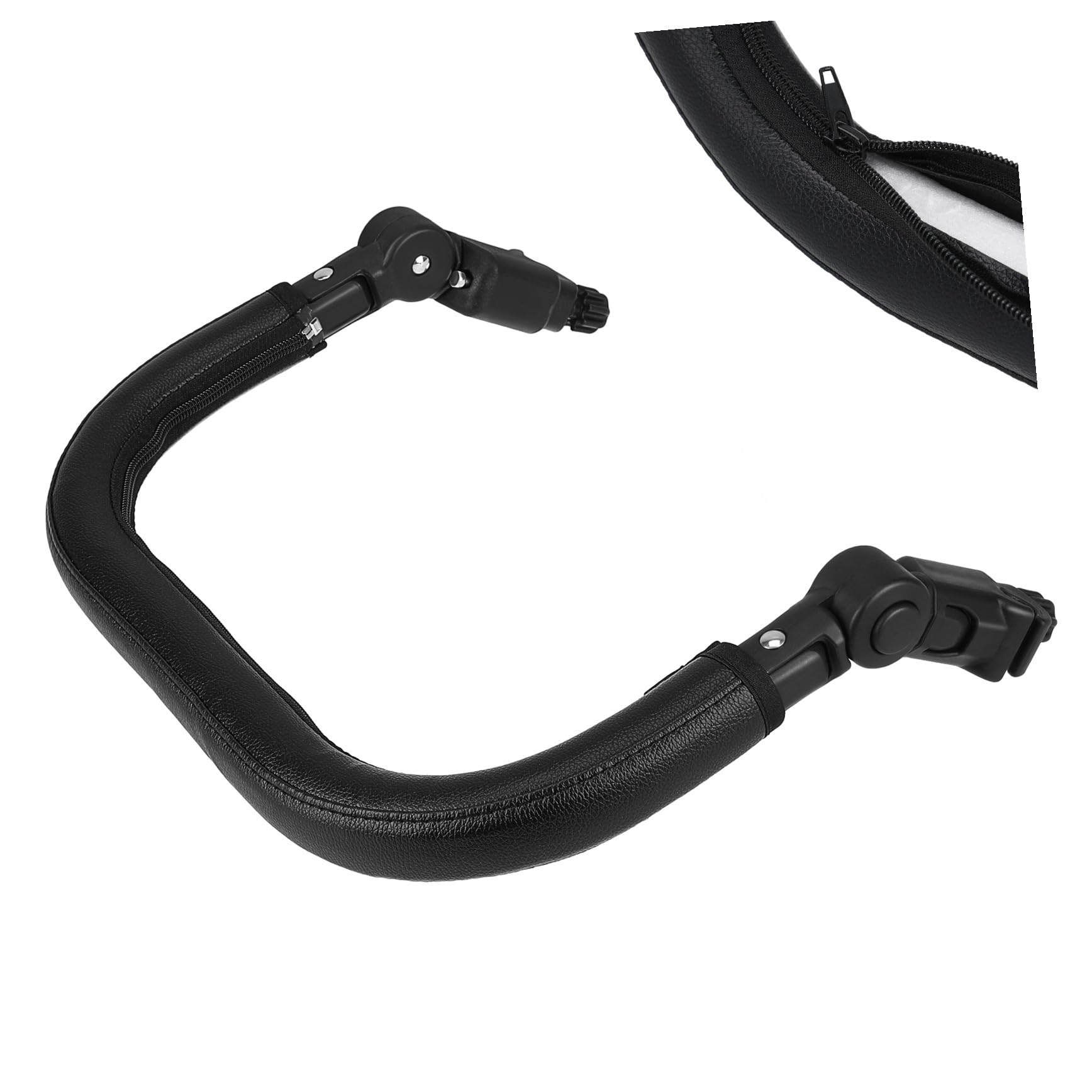 Barra Paraurti Passeggino in Pelle Pu e Ferro Nera 3cm | Struttura a Tre Strati Schiuma, Staccabile e Regolabile Zip, per Tubo 1, 18in