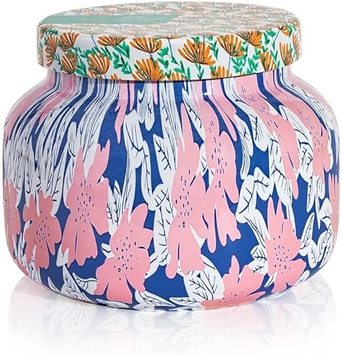 Capri Blue Volcano Candle - Vela en tarro de cristal Signature Pattern Play, vela de soja de aromaterapia de lujo, vela perfumada a cítricos