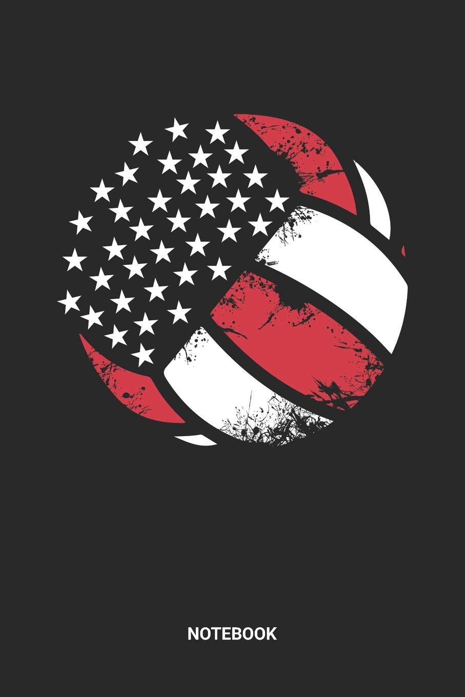 Notebook: Dotted Lined US American Flag Volleyball Notebook (6x9 inches) ideal as a summer beachvolleyball Journal. Perfect as a Coaching Book for all V-Ball Lover. Great gift for Men and Women