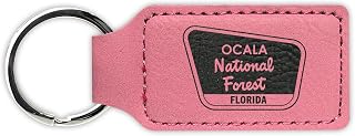 RDW Ocala National Forest Keychain Leatherette Rectangle - Laser Engraved - Key Chain Ring - florida fl hiking camping