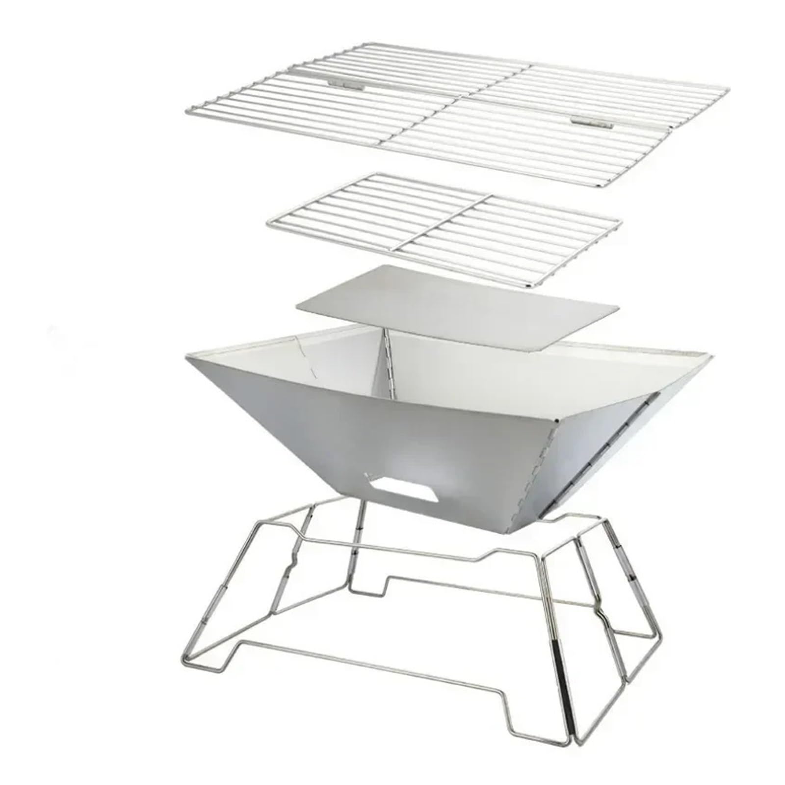 Parrilla plegable de acero inoxidable para exteriores, fácil de montar, portátil, para camping, parrilla de carbón para el hogar