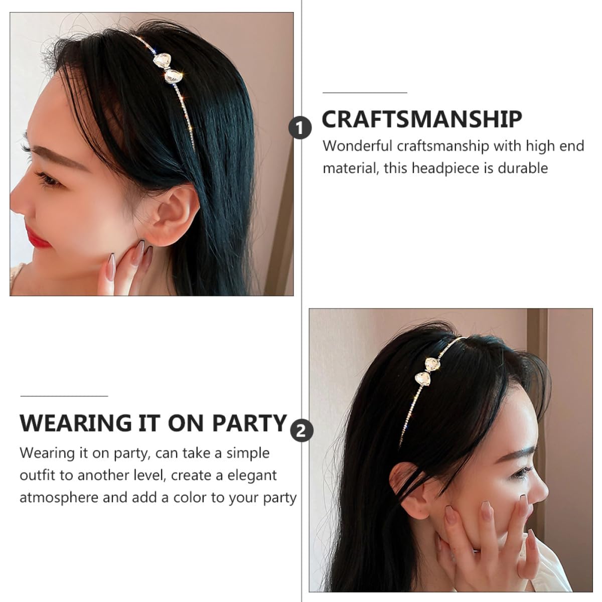 TEHAUX Rhinestone Hairband with Butterfly Bow, Decorative Artificial Diamond Headpiece for Brides and Bridesmaids, Wedding Bridal Hair Accessory for Special Occasions