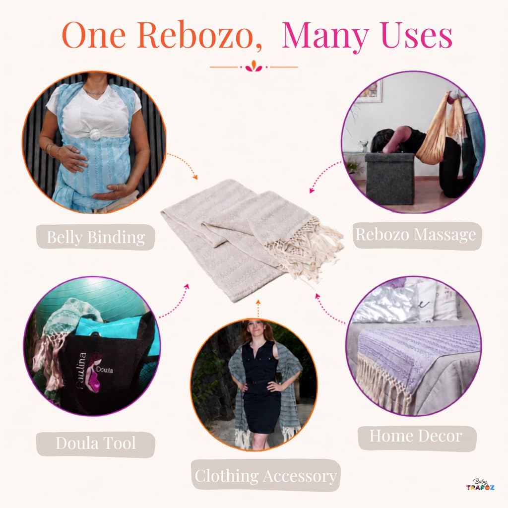 Baby Trapoz Mexikanischer Rebozo-Schal, ideal für die natürliche Geburt, Doula-Massage, 300 cm, Violett