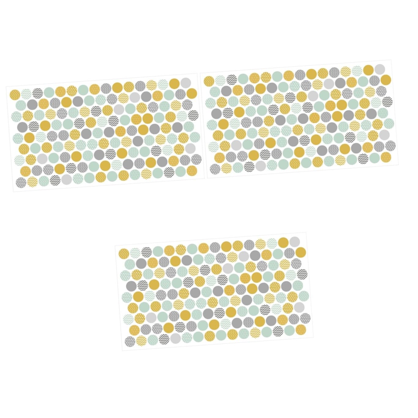 Uonlytech 3pezzi Adesivo Murale Decorativo Nordic Rimovibile Con Pois Gialli Grigi e Verde Senape Per Camera Da Letto e Soggiorno