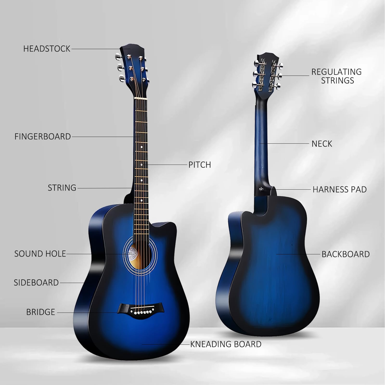 Amazon.com: 38'' Wood Acoustic Guitar for Adults, 6 Steel-String