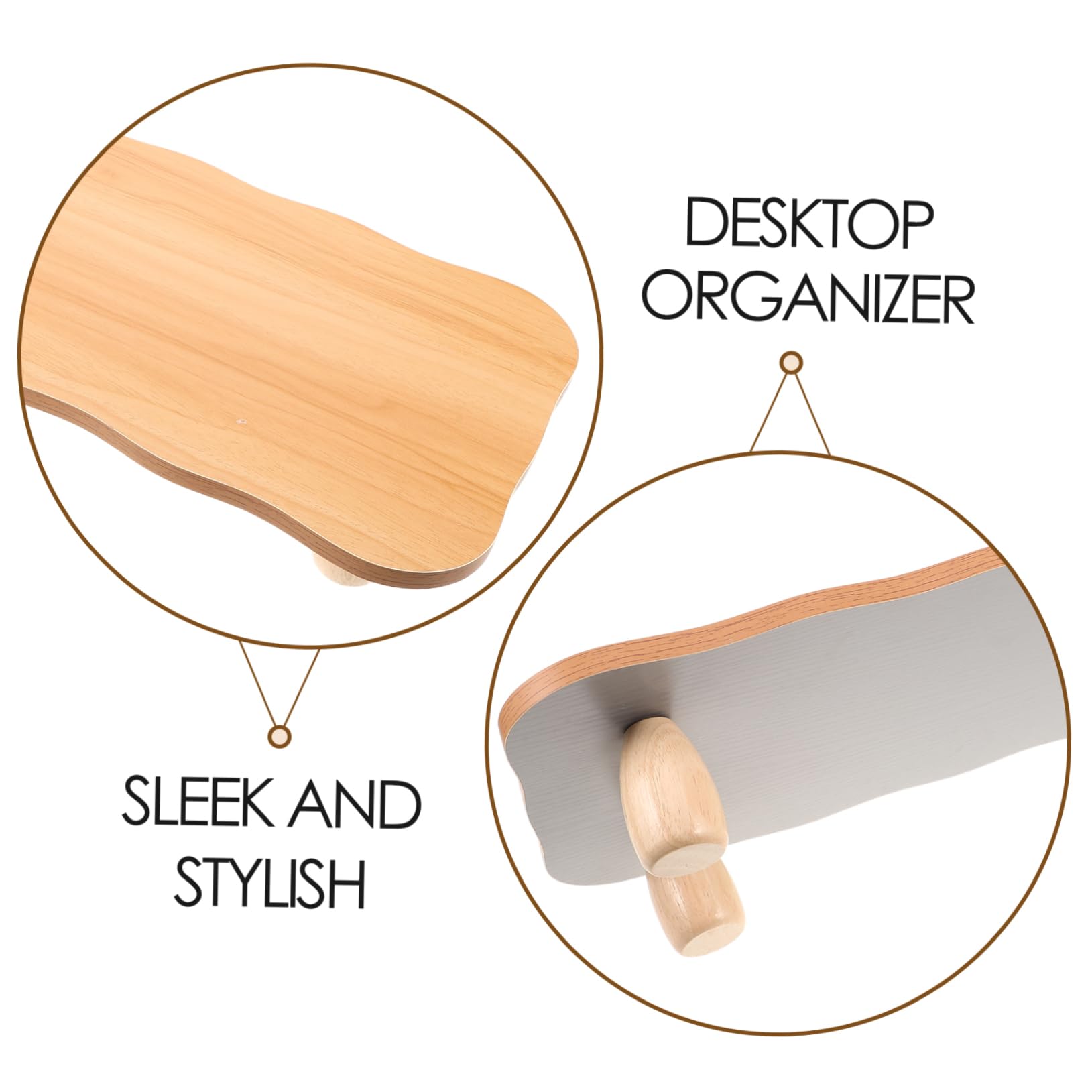 UKCOCO Supporto per Monitor da Ufficio in Legno Mensola Rialzata | Organizzatore Multifunzionale per Accessori, Stile Minimal Moderno, Finitura Elegante per Postazione Office