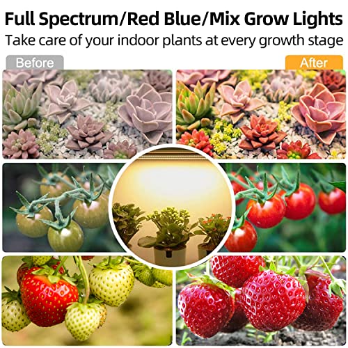 Mosthink Grow Lights For Indoor Plants, Grow Light Strips With Auto Timer 3/6/12 H, Plant Grow Lights With Red Blue Full Spectrum Leds, 3 Lighting Modes,5 Dimmable Levels, 2 Packs #TOP4