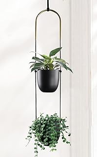 Modern Metal Hanging Planter for Indoor Outdoor Plants with Hook 2 Tier ...