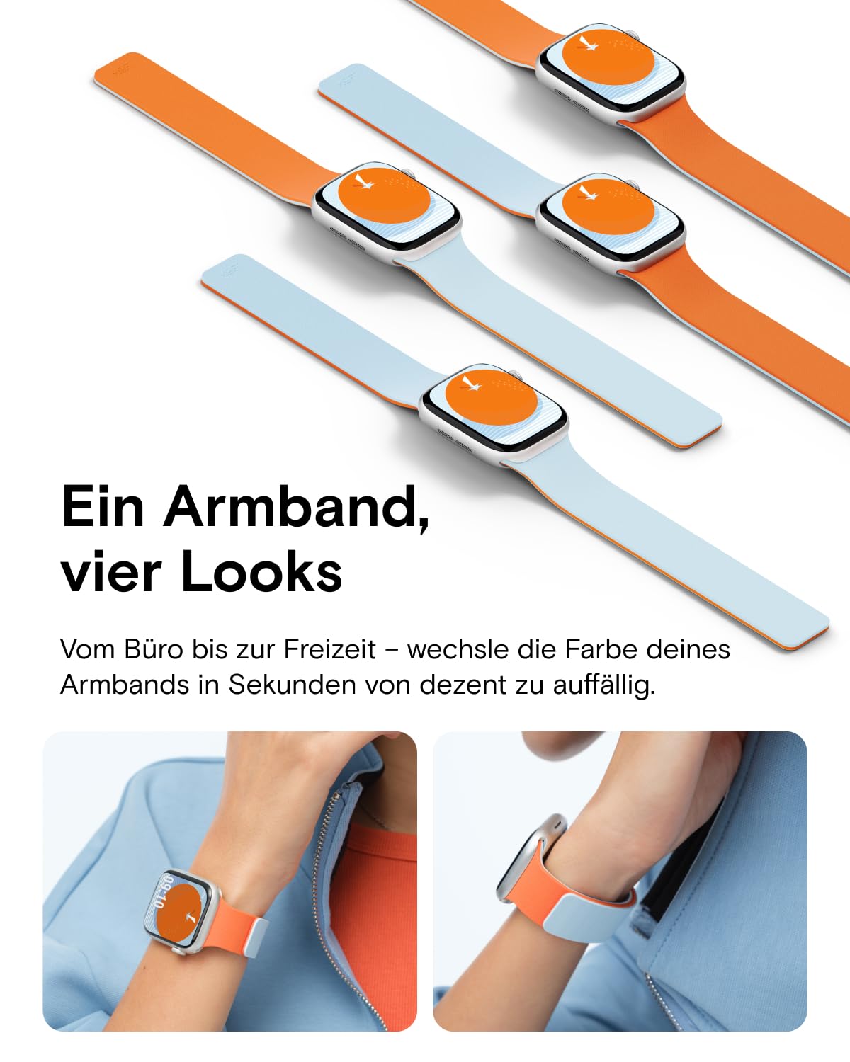 MOFT Ersatzarmband Kompatibel mit Apple Watch Armband 40/41/42/44/45/46/49/38mm, Doppelseitiges Magnetisches Silikon Band Smartwatch Zubehör für iWatch Ultra 3/2/1 & Series 11/10/9/8/7/SE/6/5/4/3/2/1