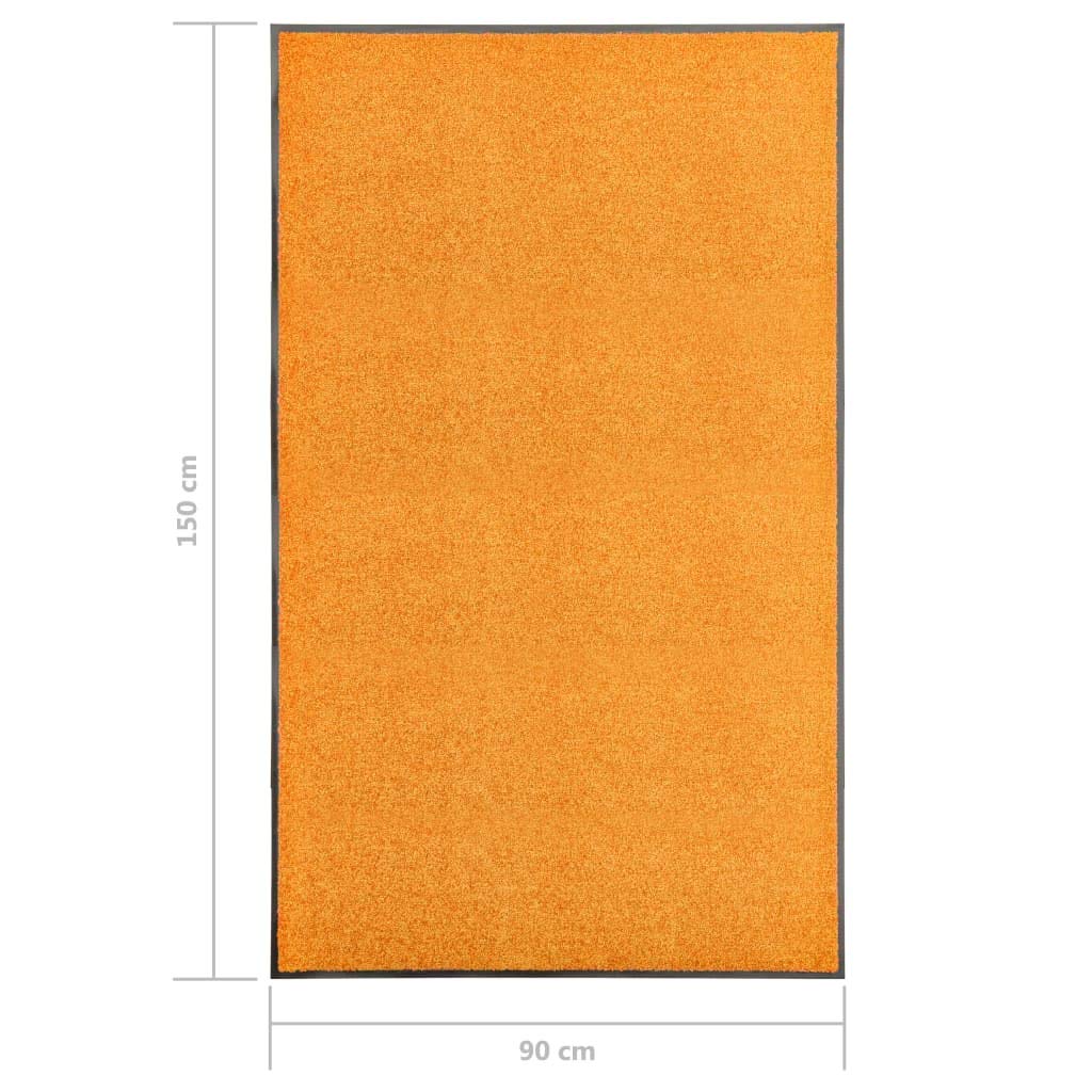 Paillasson lavable, orange, 90 x 150 cm, antidérapant, avec bord noir, pour l'intérieur et l'extérieur, résistant aux intempéries et absorbant l'humidité, idéal pour porte d'entrée, couloir, balcon