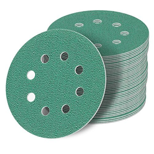 125 mm green Exzenter Schleifscheiben Sortiment SET 50 Scheiben P2000 P1500 P1200 P1000 P800, 8 Loch Klett Schleifpapier
