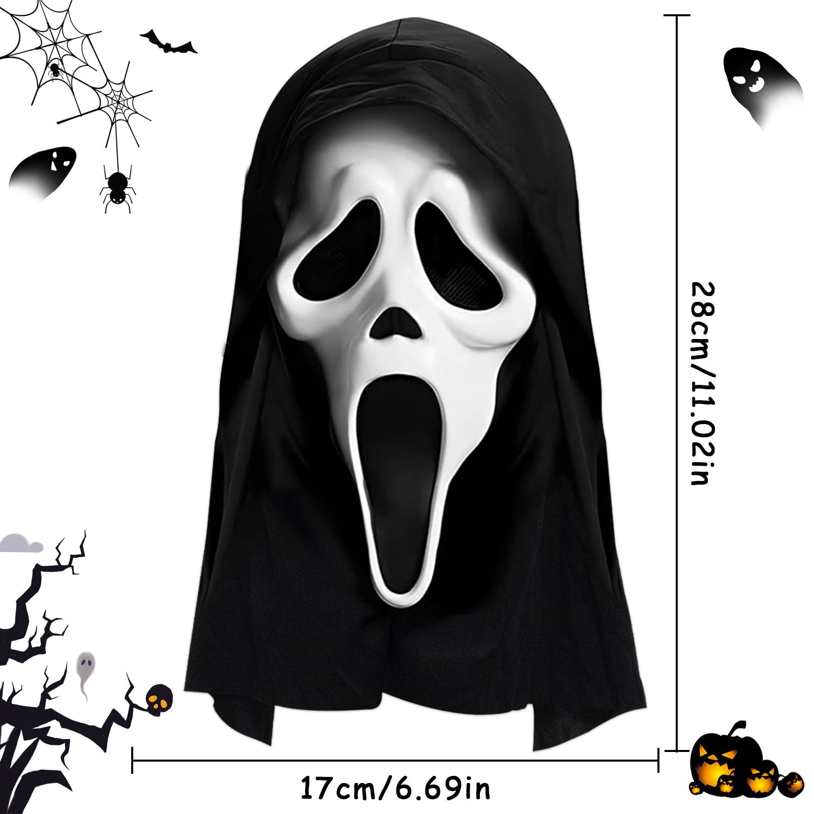 Maschera a Forma di Teschio per Halloween, Maschera con Teschio per Halloween, Maschera da Scheletro con Kiefe Mobile, scheletro 3D per Halloween Carnevale Cosplay