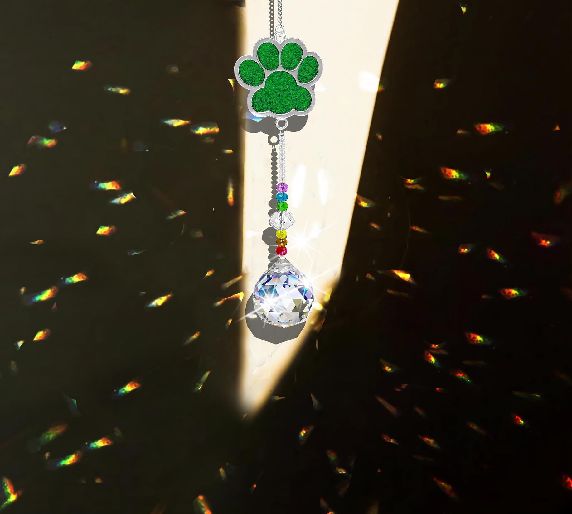 Dog Memorial Gifts for Loss of Dog Pet Paw Print Sympathy Gifts Crystal Window Suncatcher,Dog Remembrance Gift Sun Catcher - Image 3